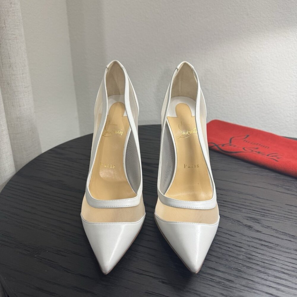 Christian Louboutin Galativi 100 Mesh Leather White 39.5 - Picture 3 of 9
